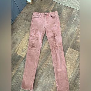 American Eagle Next Level Flex Distressed Pink Mens 29/34 skinny jeans